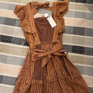 Cleobella Brown and Orange Mini Dress